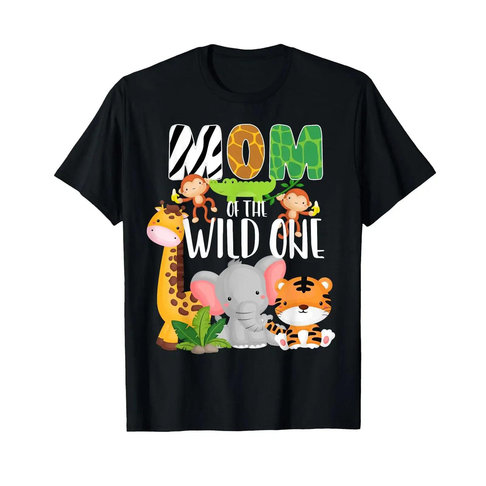 Mom of the Wild One Zoo Theme Birthday Safari Jungle Animals T Shirt vintage Washed designer clothes Slightly Breathable