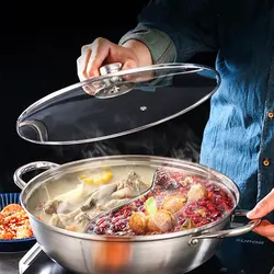 Hot Pot Induction Cooker Chinese Fondue Pan 304 Stainless Steel Hotpot With Lid Gas Stove Cooking Pots For Kitchen Cookware