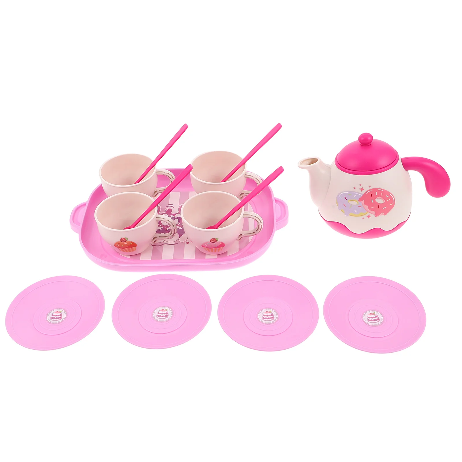 1세트 어린이 역할 놀이 차 세트 플라스틱 키즈 주방 액세서리 현실적인 디자인 역할 놀이용 밝은 색상 안전한 재료