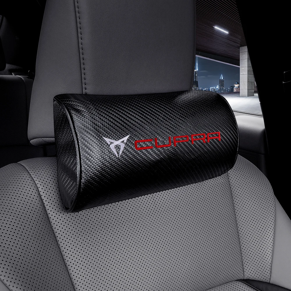 1/2PC Car Badge Seat Headrest Soft Neck Head Support Pillow For Seat Cupra FR Racing Ibiza Leon E-racer Ateca Altea Arona Toledo