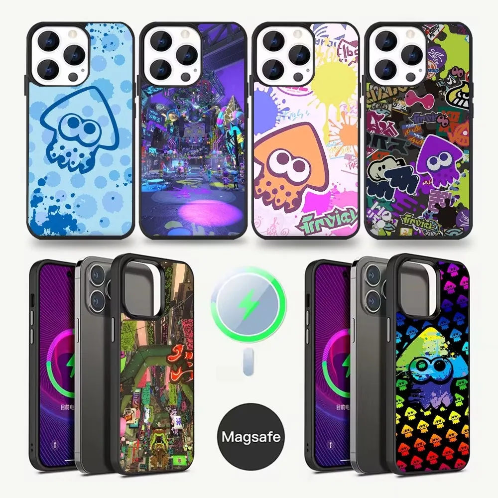 

S-Splatoon Game Phone Case For iPhone 16,15,14,13,12,11,Pro,Max,Plus,Mini,Magsafe,Magnetic Wireless Charging Case