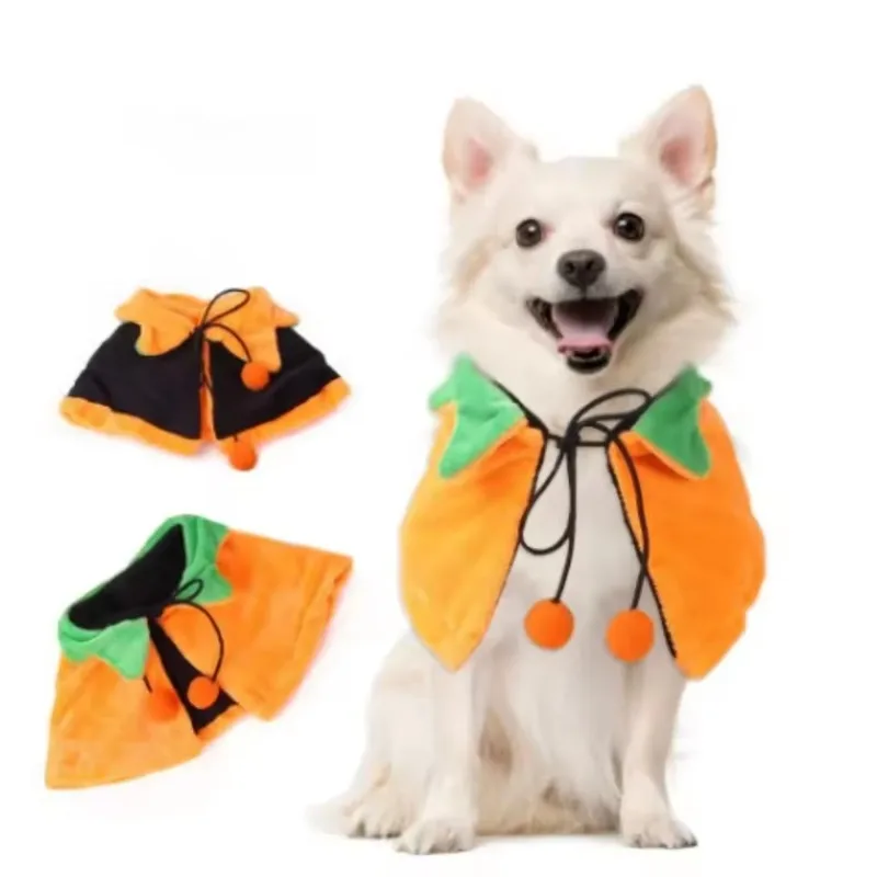 

Christmas Pet Cape for Cats & Dogs:Reversible Double-Sided Design with Pumpkin Print-Warm Holiday Costume, Adorable Cute Outfit