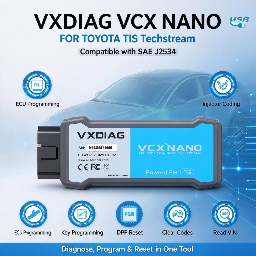 VXDIAG VCX NANO For Toyota with SAE J2534 Programming Techstream For Lexus Auto Diagnostic Tools ECU Coding Code Reader Scanner
