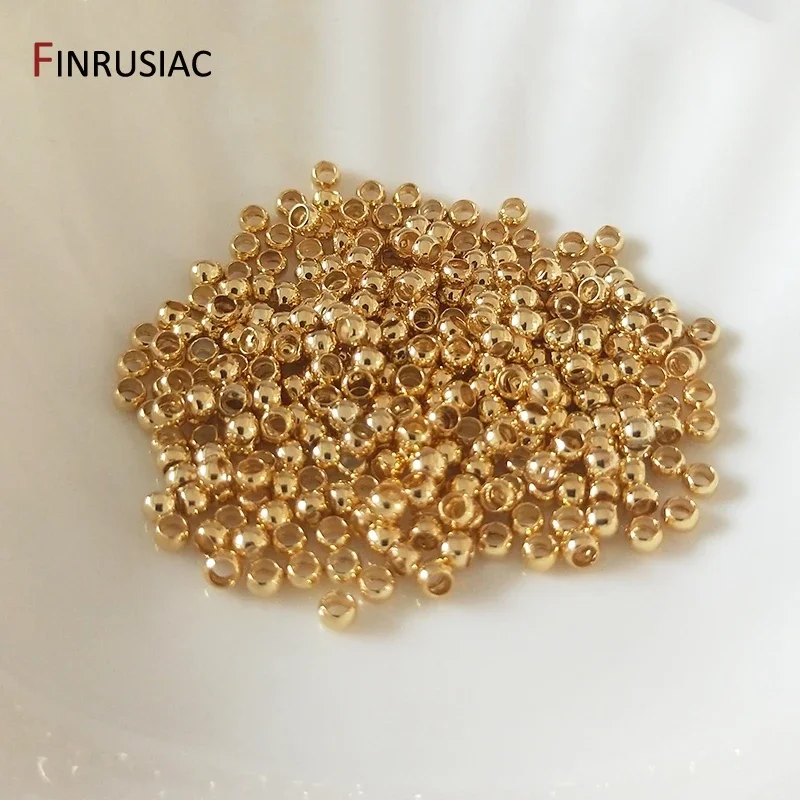 Wholesale 200pcs/lot Brass Crimp Beads 18K Real Gold Plated 2mm/2.5mm/3mm Crimp End Beads for DIY Jewelry Making Supplies