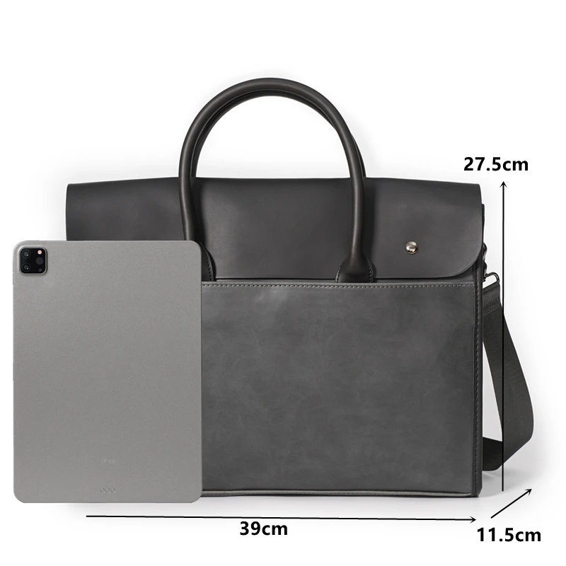 Retro Soft Leather Briefcase For Men Business Handbag Casual Office Shoulder Messenger Bag Large Capacity Laptop Bag