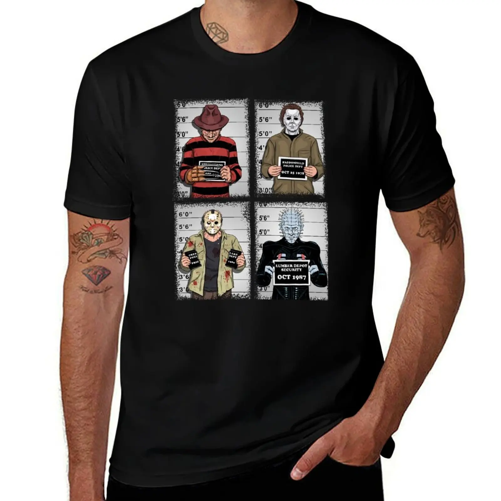 

Horror Mugshot Movie Characters Movie Gift T-Shirt graphic t shirts sweat fitted t shirts for men