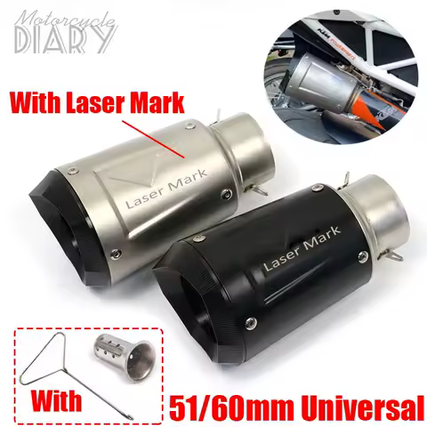 51mm 60mm Universal Laser Racing Motorcycle Exhaust DB Killer Pipe Escape Moto For KTM S1000RR S1000 R1R6 CBR1000 MT03 ZX6R 1290