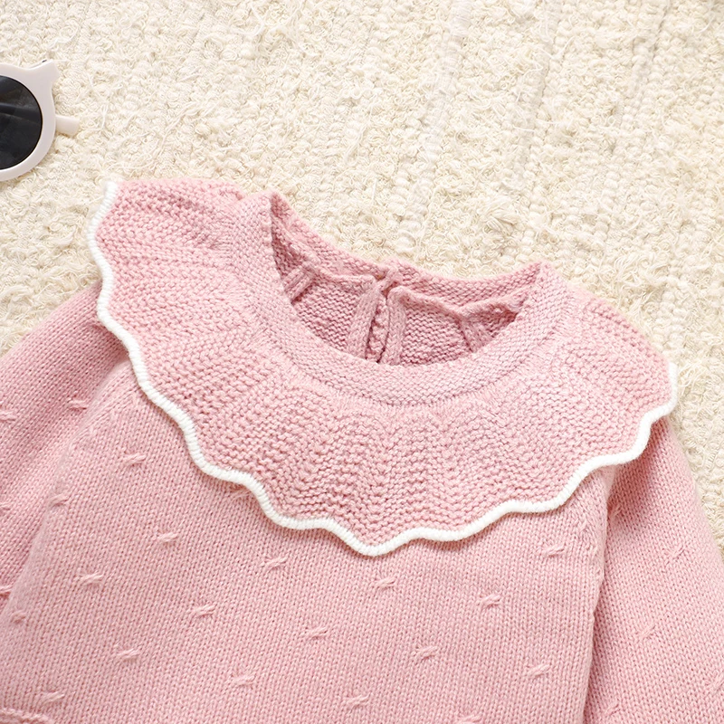 2-teiliges Baby Mädchen Kleidungsset Rosa Langarm-Pullover+Leggings Herbst Winter Lässige Oberbekleidung Kleinkind Outfit – Detail 5