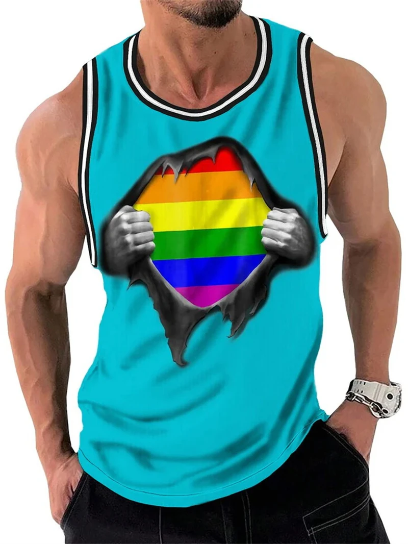 

3D Print Creative Design Men's Tank Tops Summer Daily Casual Sports Breathable Sleeveless Vest Loose Round Neck Comfortable Top