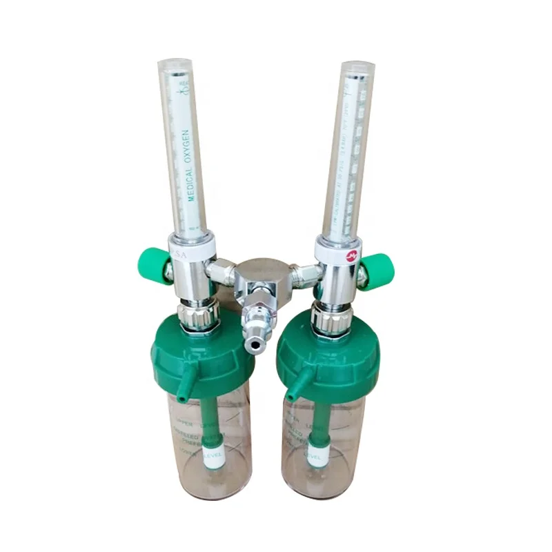 

Hospital use wall mounted Double oxygen flowmeter with DIN adapter