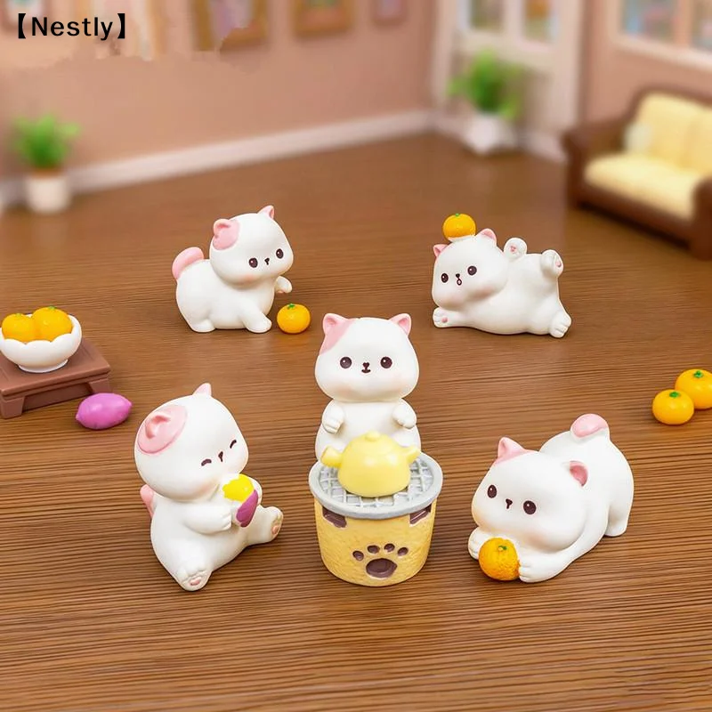 Cat Figurines Miniatures Cute DIY Handicraft Mini Cat Ornament Resin Crafts Kitten Statue Micro Landscape Ornaments〔Nest〕