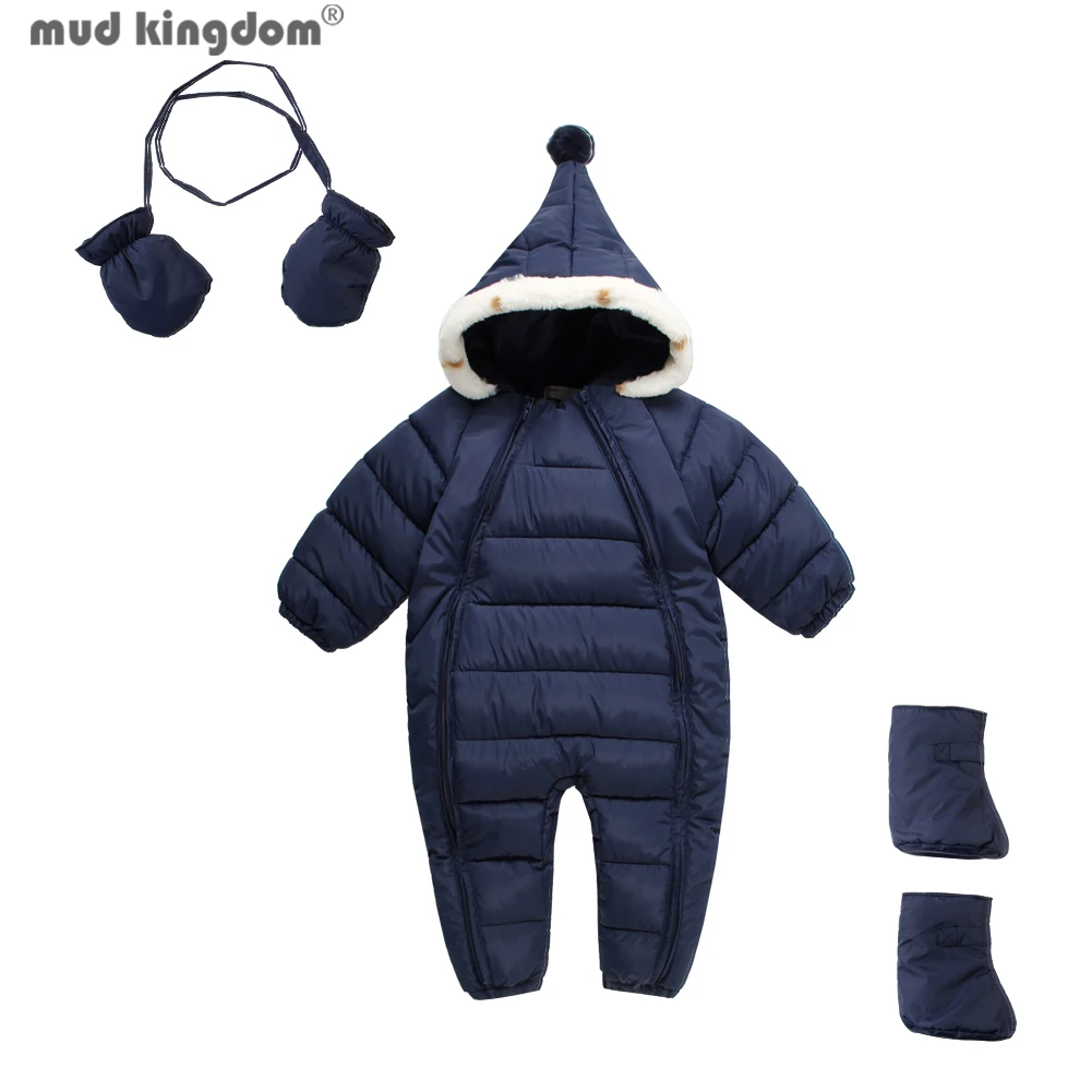 

Mudkingdom Baby Boys Girls Down Coat Jacket One-Piece Hooded Jumpsuit Winter Thicken Gloves Shoe 3Pcs Outfits for Kids Clothes
