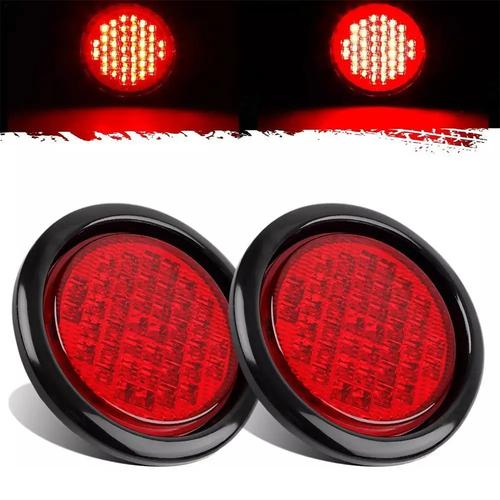 16 LED 14CM Car Round Truck Trailer Tail Lights Turn Signal Brake Stop Rear Running Reverse Lamp Red Yellow White 12V 24V