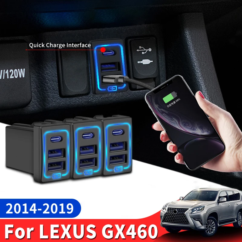 

For Lexus GX460 2014-2019 2018 2017 USB Charging Plug PD Type C Fast Charging Interface GX 460 Interior Modification Accessories