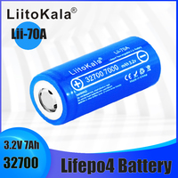 LiitoKala 32700 cells lifepo4 7000 mah 3.2 V rechargeable battery with flat top LiFePO4 for flashlight 32700 battery 6500