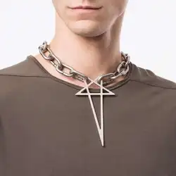 Collana girocollo con ciondolo pentacolo a catena grossa esagerata Punk Rock Hip Hop