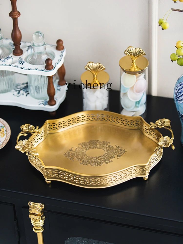 retro home living room brass tray porch storage decorative dining table fruit tea tray storage tray