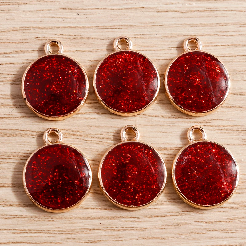 Tusember 20 Stück bunte Anhänger, niedliche runde glänzende Glitzer-Charms für DIY-Ohrringe, Halsketten, Schmuckzubehör und Schmuckfertigkeiten – Detail 5