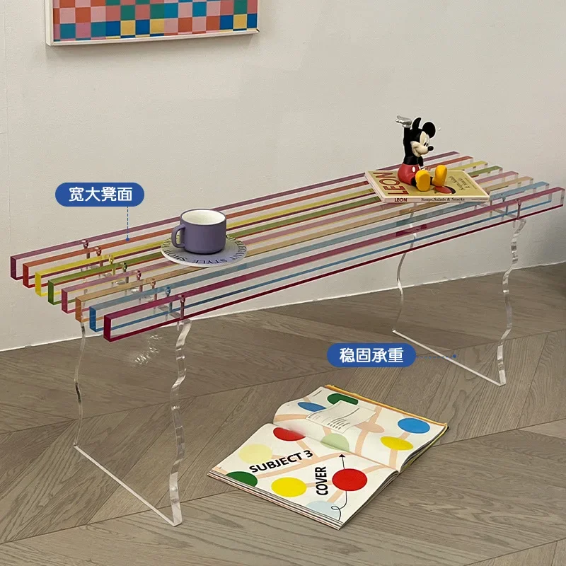TTAcrylic rainbow bench Nordic living room shoe changing stool