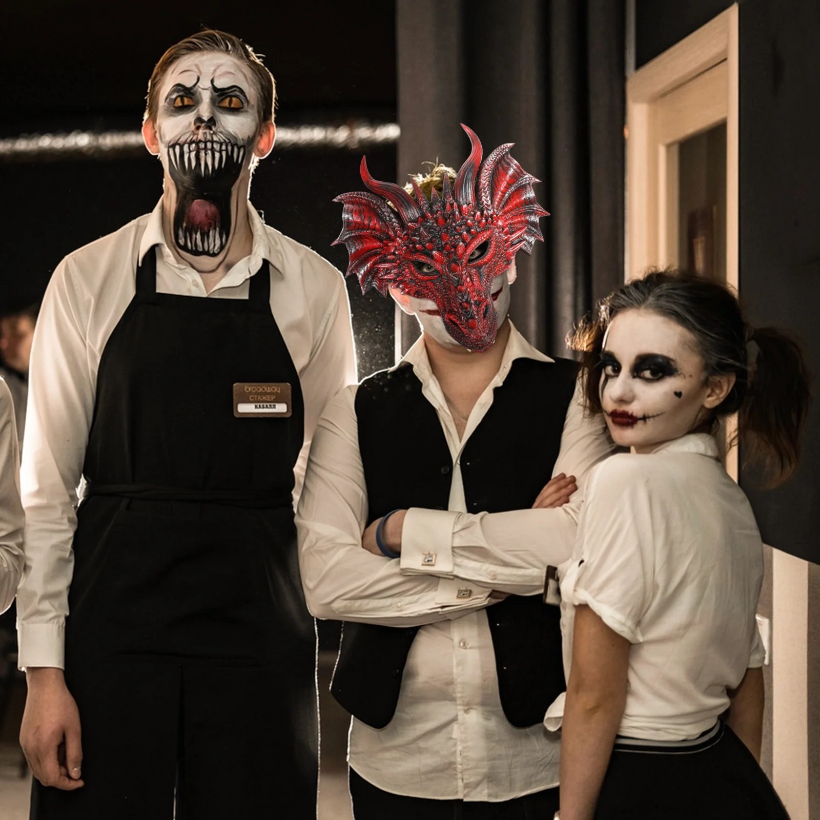 Maschera da drago di Halloween in PU Costume spaventoso Decorazioni per feste horror in maschera per uomini adulti Donne Festival Maschera da costume da drago