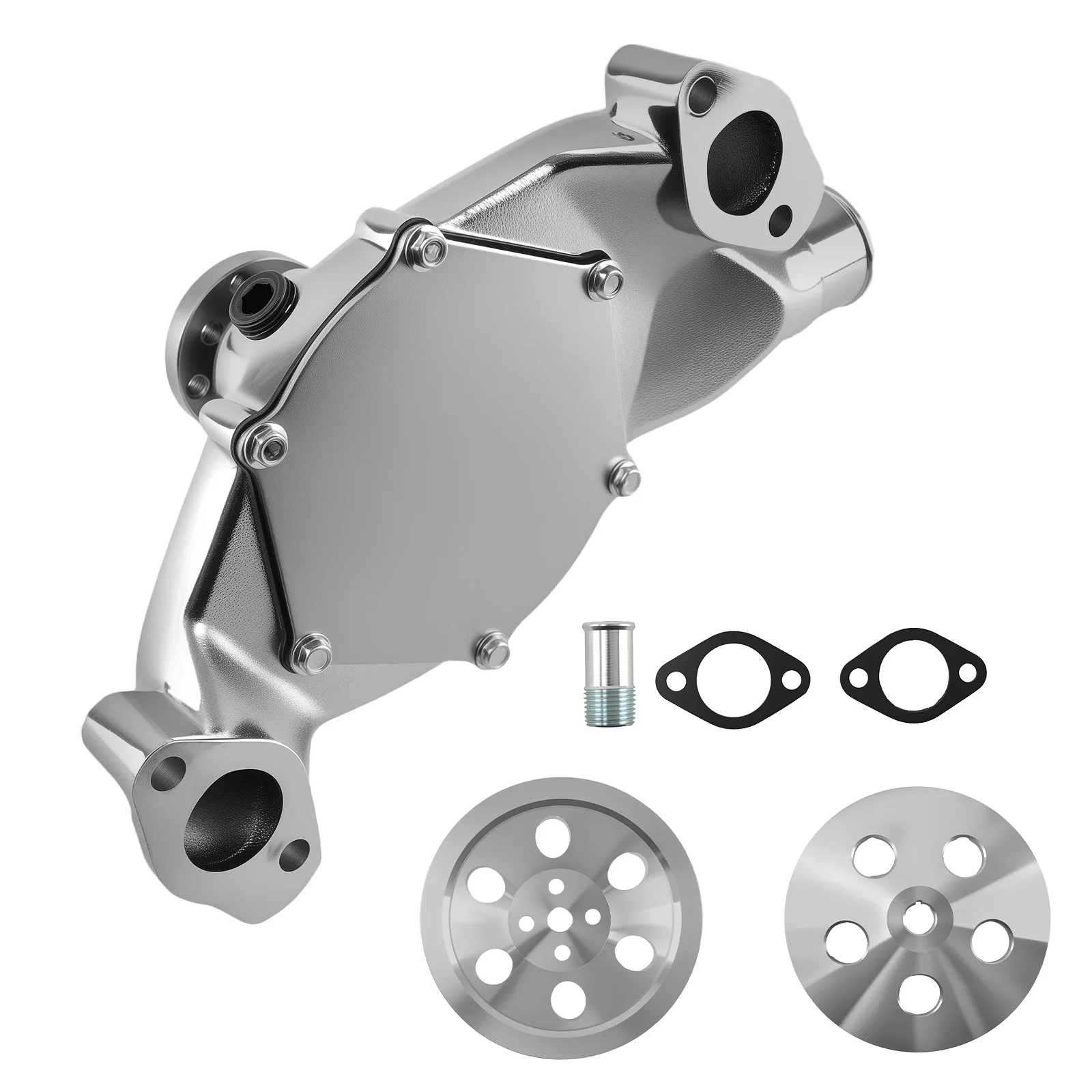 Chrome BBC Short Pump Kit for Big Block Chevy 396-454 Water Pump Pulley