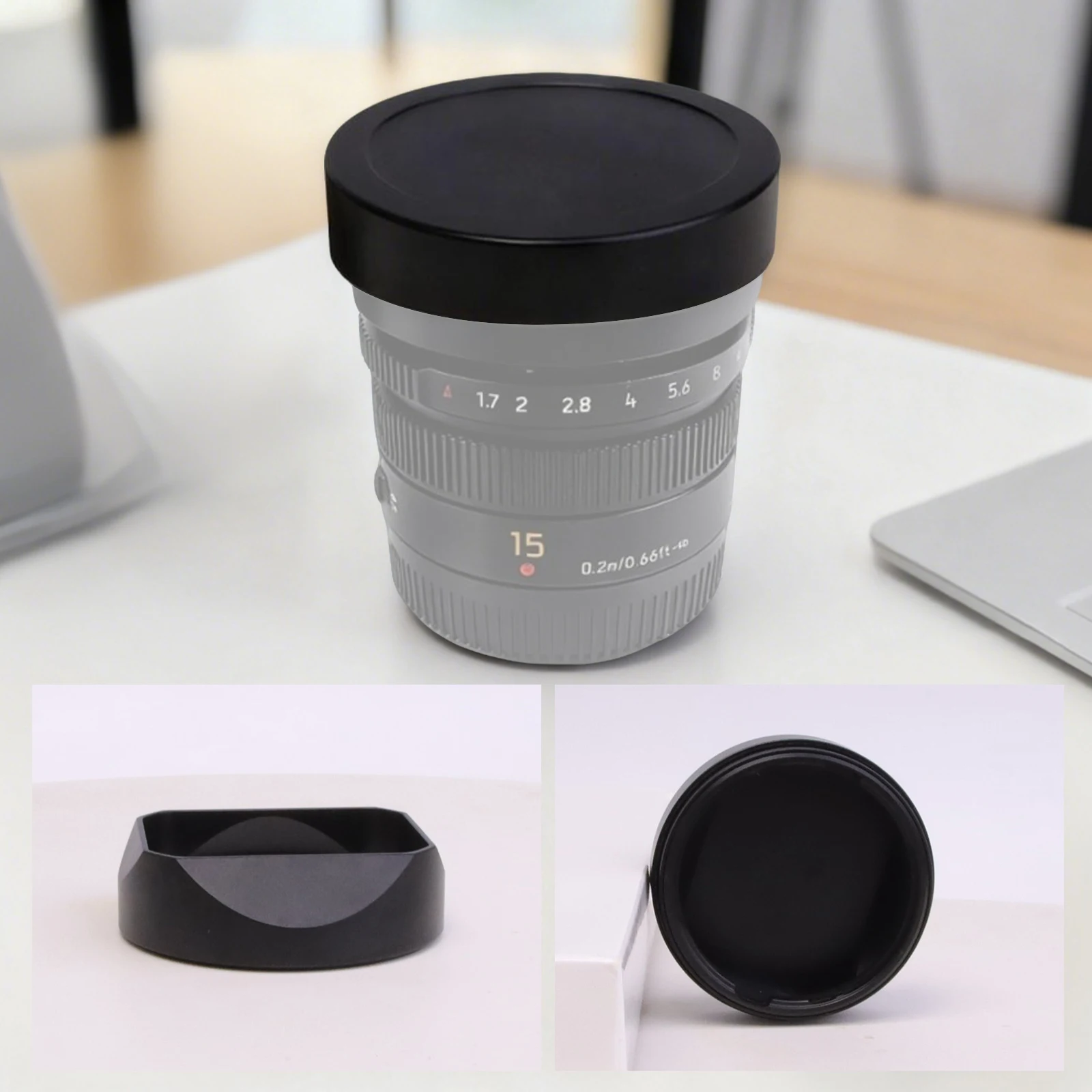 メタルスクエアレンズフード-panasonic-lumix-g-leica-dg-summilux-15mm-f17-用、バヨネットマウントアンチグレアアクセサリー