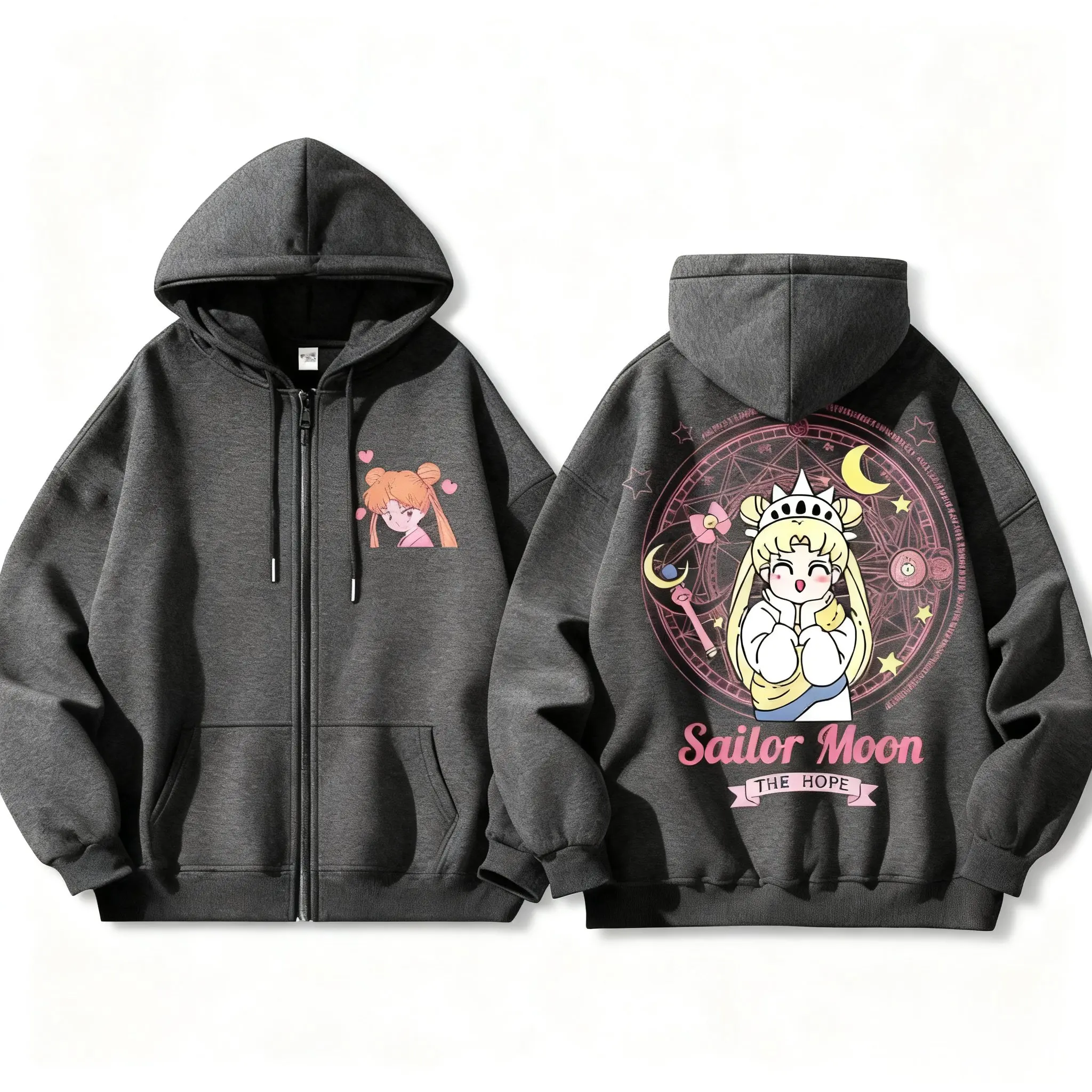 Sudadera con capucha de Anime Sailor Moon para hombre y mujer, chaqueta con estampado de dibujos animados, sudadera Kawaii, ropa de calle informal de gran tamaño, Top de moda de otoño para Cosplay