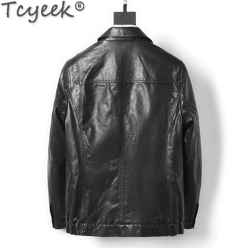 Tcyeek Real Leather Jacket Men Fashion Goatskin Coat Spring Autumn Clothes Mens Motocycle Jackets Slim Fit Chaquetas Hombre 2024