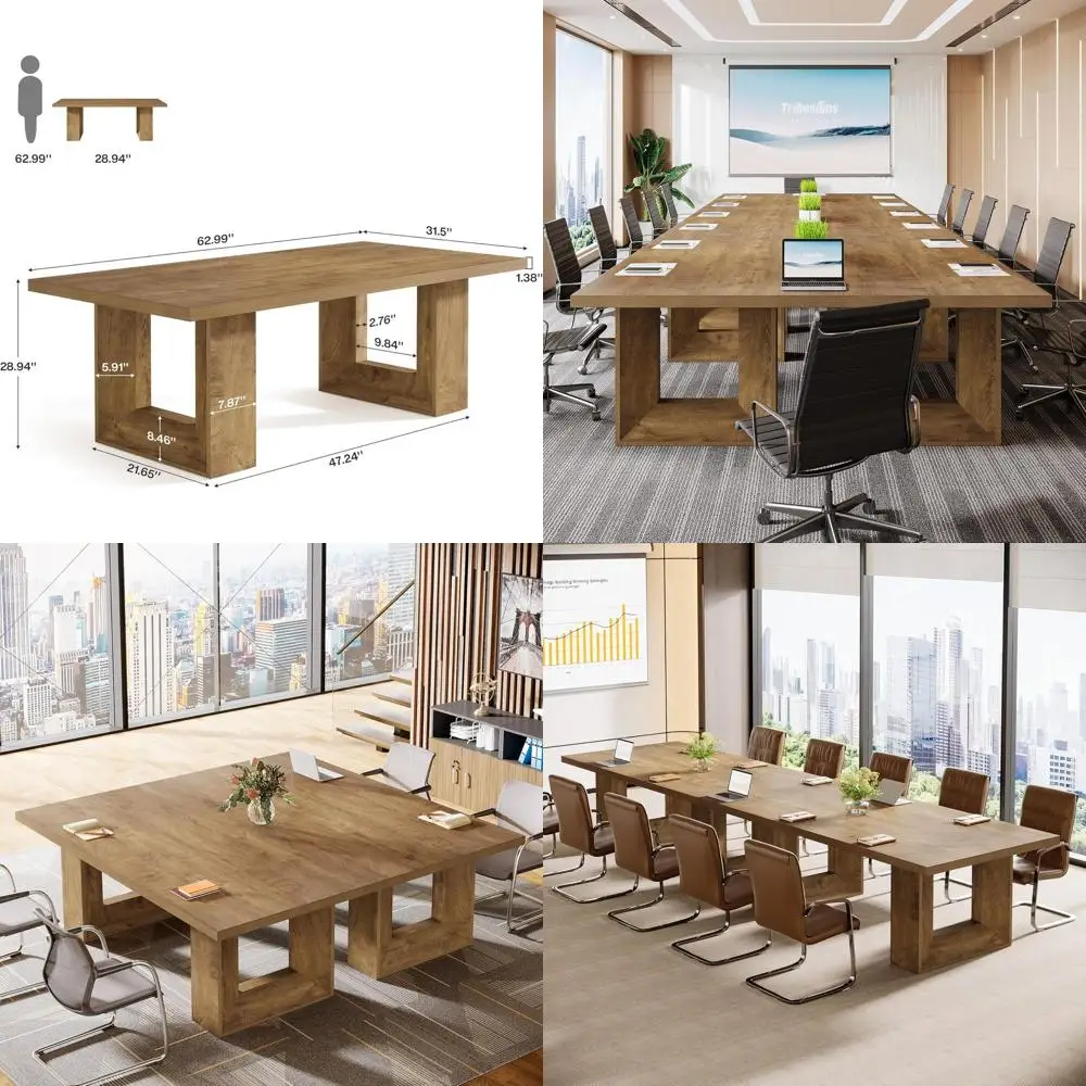 

Элегантный конференц-стол на 6-8 человек, 63 дюйма в ширину, с натуральной отделкой для переговорных комнат