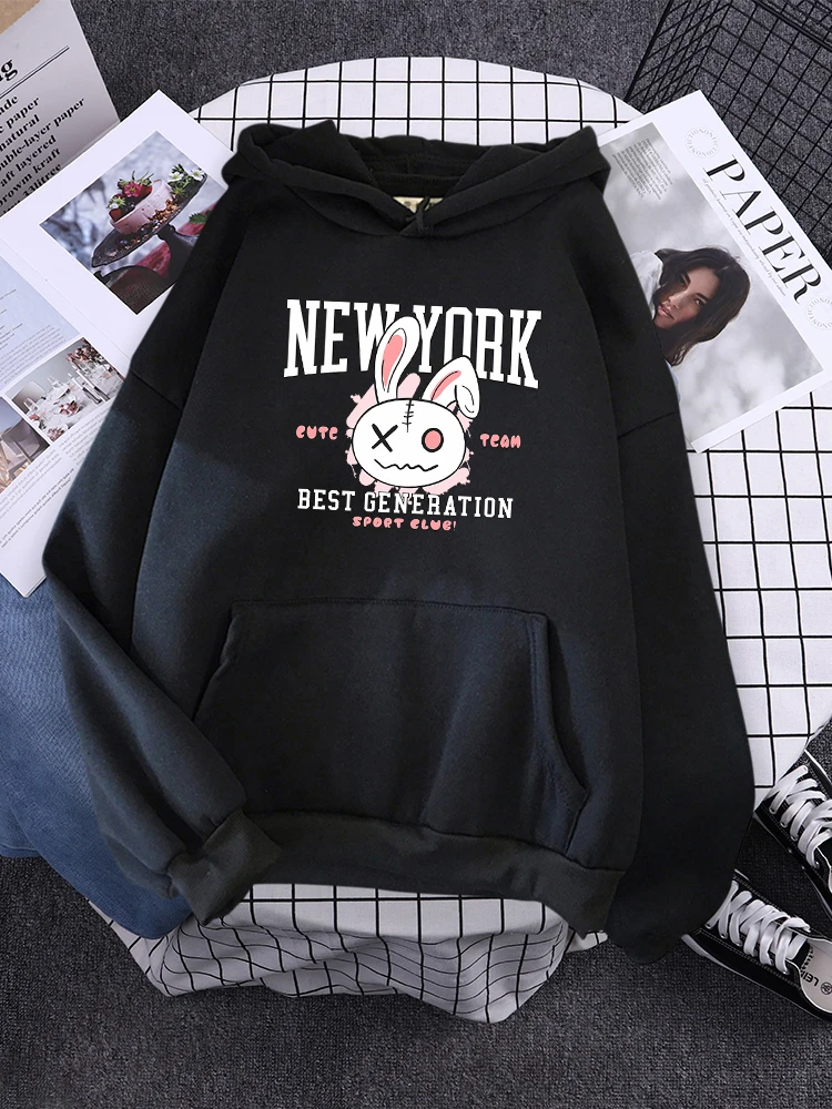 Mulheres New York Best Generation Impresso com Capuz de Bolso, Casual Street Clothing, Moletom Harajuku Fashion