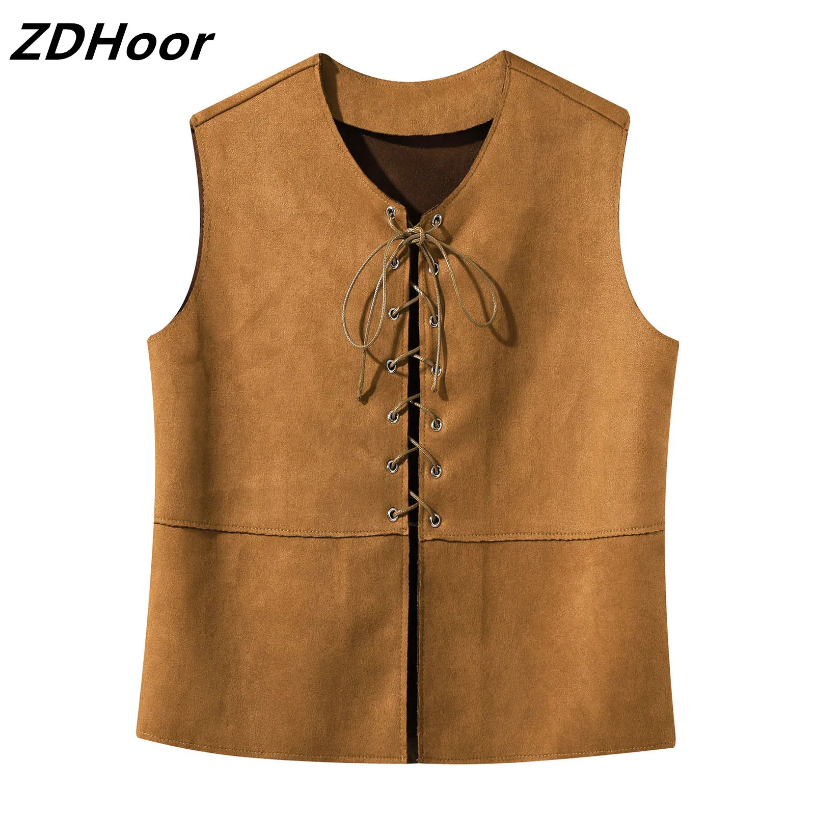 

Kids Medieval Renaissance Costume V Neck Sleeveless Front Lace Up Closure Split Vest Pirate Gothic Steampunk Waistcoat