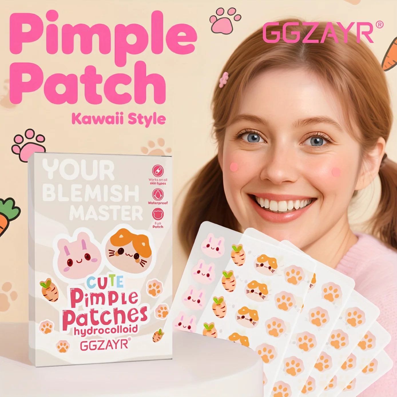 

100 шт., набор пластырей для моркови и прыщей в штучной упаковке, различные размеры, глубоко очищающие, без спирта,