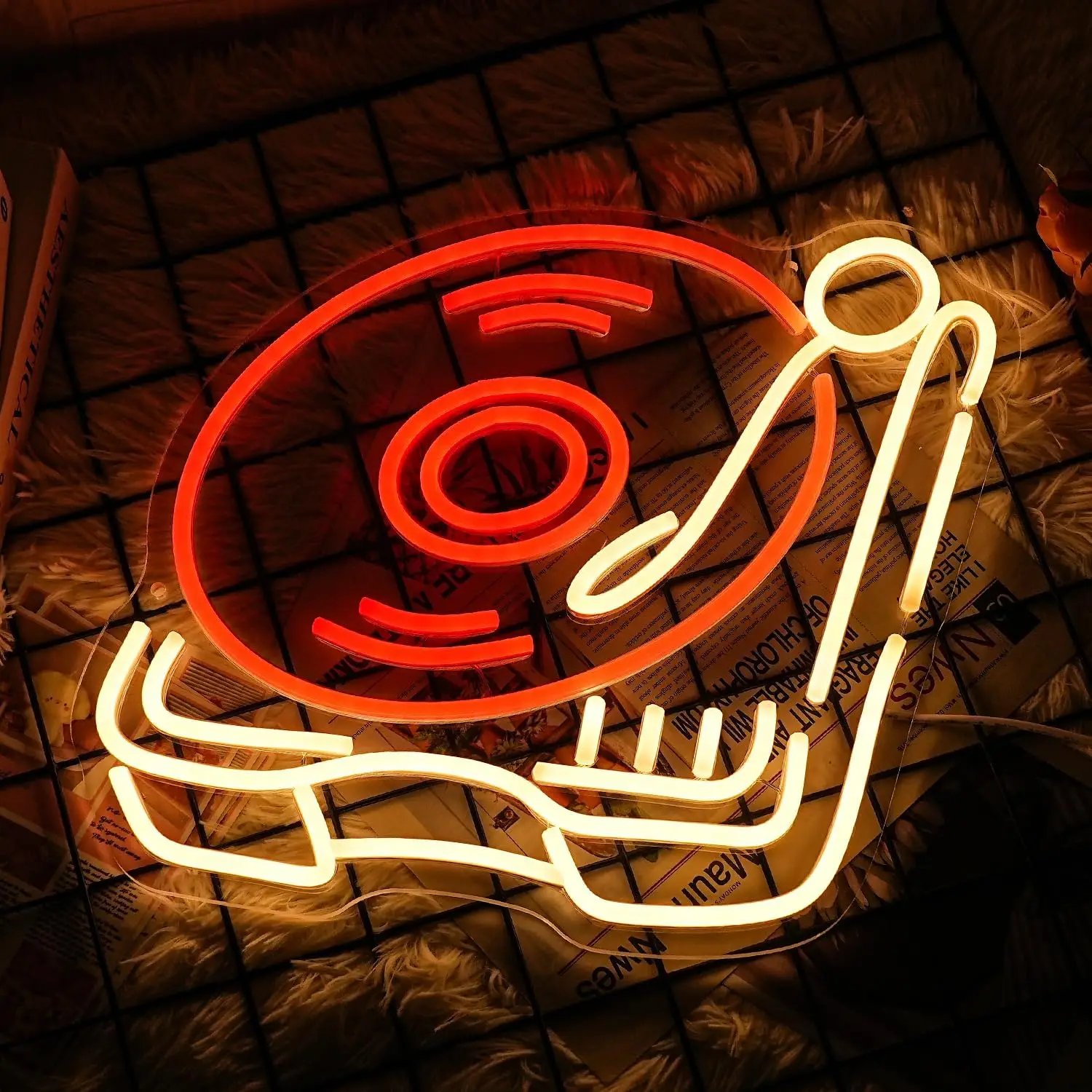 Imagem -04 - Record Player Retro Neon Sign Vermelho Quente Música Decoração do Estúdio Música ao Vivo Quarto Cerveja Decoração de Bar