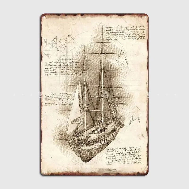 Old Sailing Ship Barque Metal Plaque Poster Wall Mural Wall Custom Mural Painting Tin Sign Poster