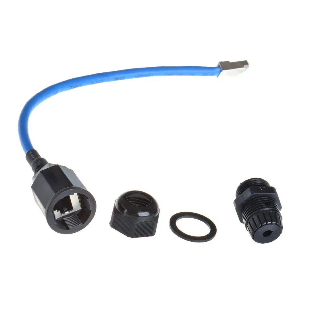 

ABJT-2PCS RJ45 Водонепроницаемый разъем Cat5/5E/6 8P8C IP67 Ethernet LAN Кабельный разъем с двойной головкой и экраном Cat6
