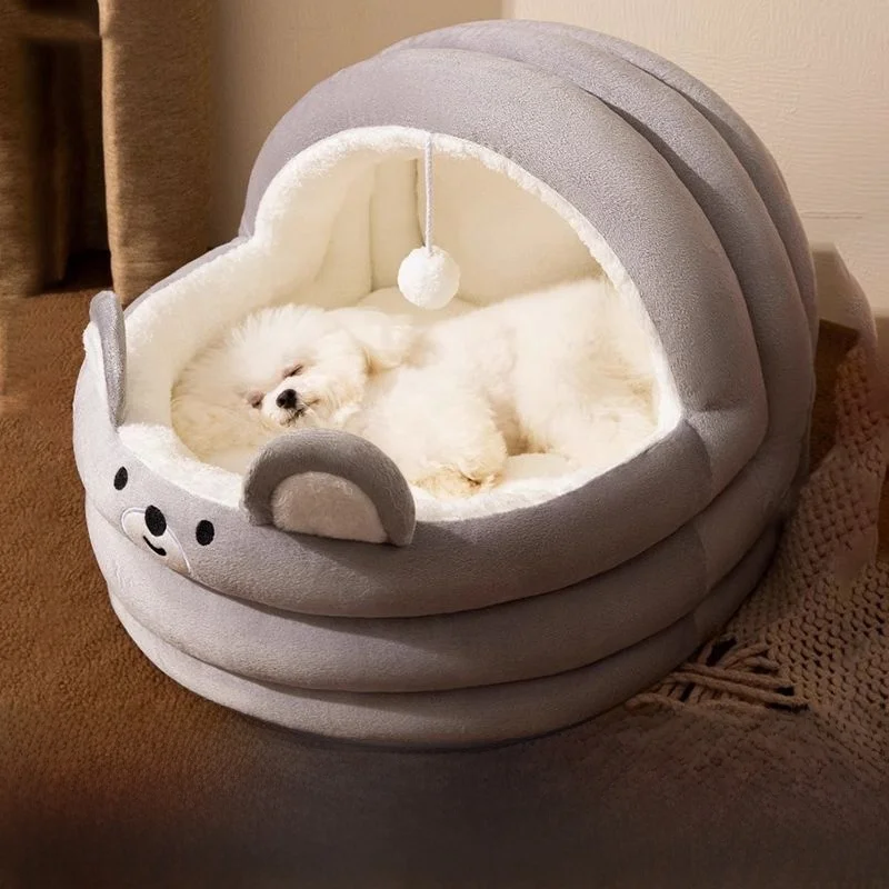 新しい半閉鎖型猫用ベッド-冬用暖かいハムスター-テディベアペット用睡眠ソファベッド-快適で居心地の良いペットベッド-ホームデコレーションキャットハウス
