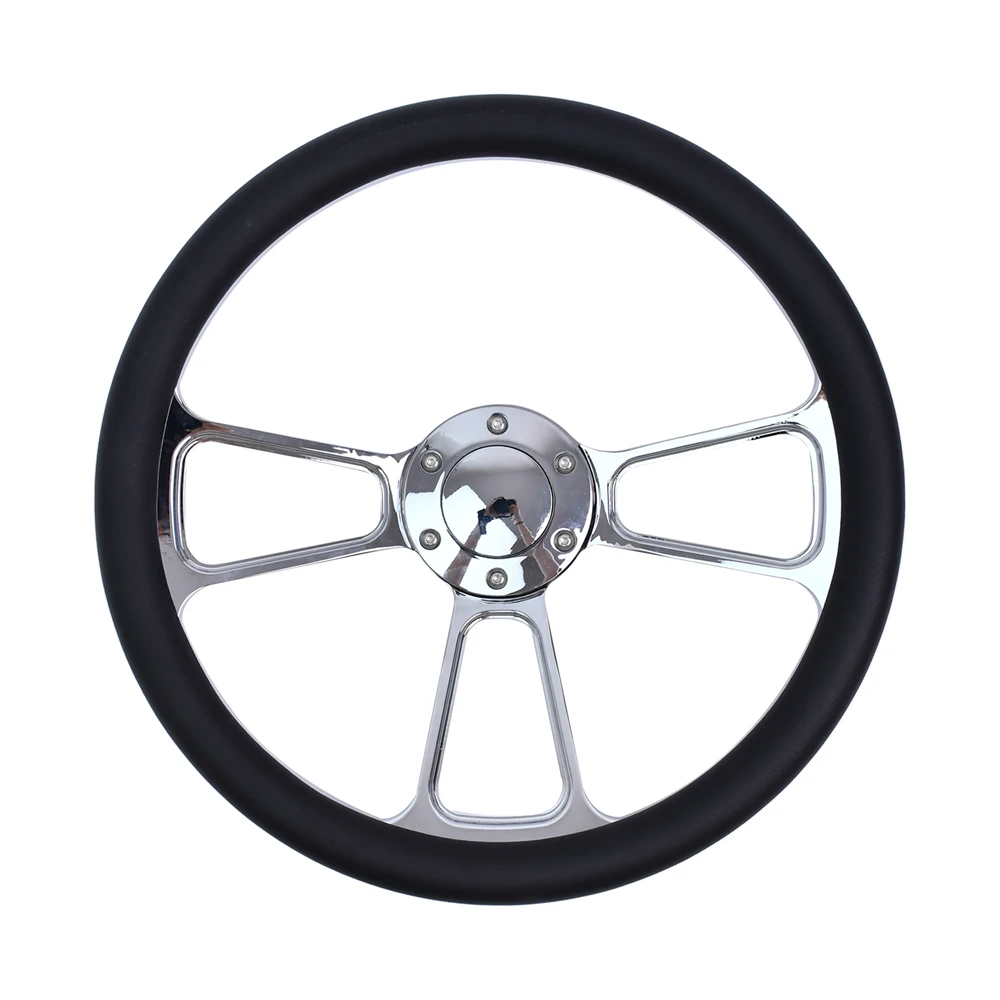 JDM Style 14 inch 340mm Microfiber Leather Vintage Steering Wheel Black Anti-Slip Bracket Sport Steering Wheel for Sim Game