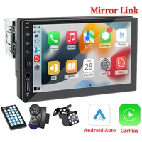 Hippcron 7 pulgadas Radio de coche 1 Din CarPlay Android Auto reproductor MP5 Universal Audio automático USB TF Bluetooth soporte cámara de visión trasera