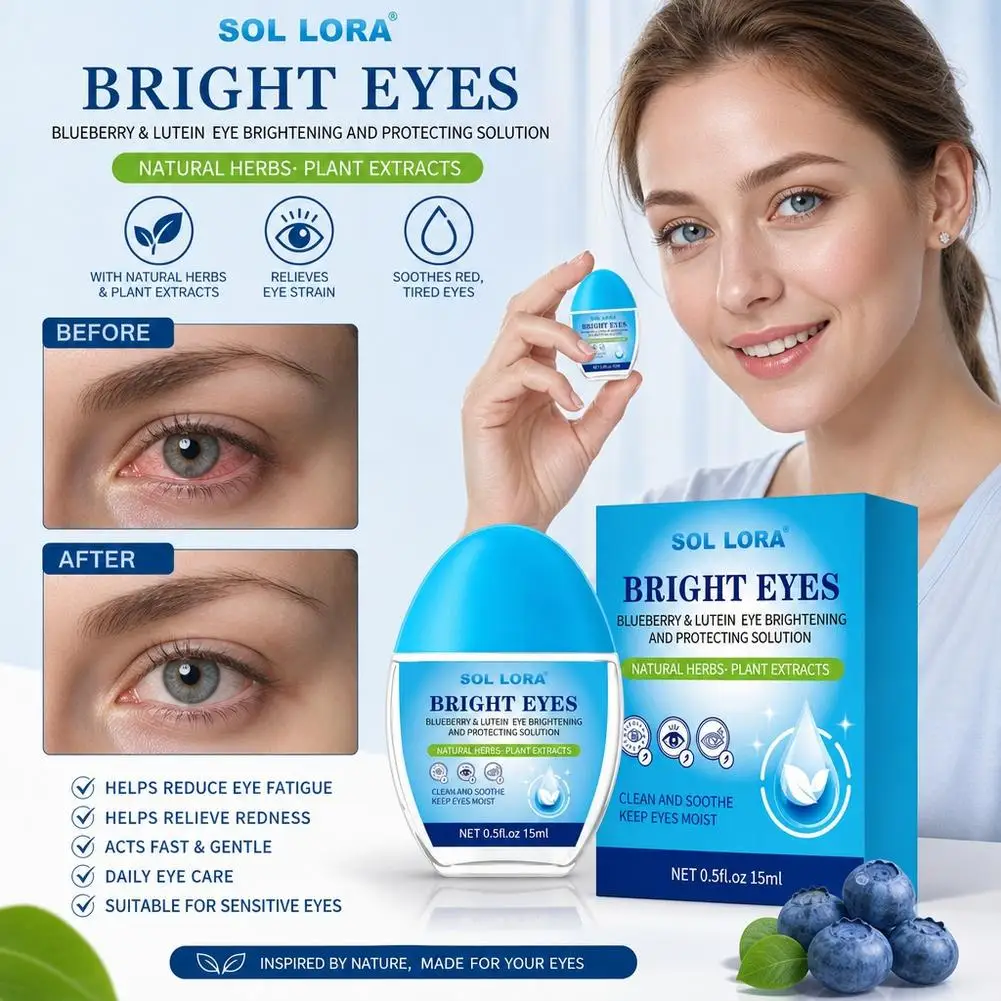 15ml Eye Brightening Solution Bottle Eye Drops Liquid Solution Keep Health Reduce Relieve Dry Discomfort Adults Eyes Care