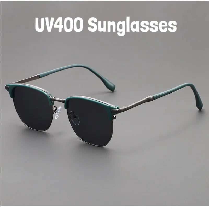 

Retro Luxury Metal Half-Frame Sunglasses Men Fashion Square Frame Driving Sun Glasses Outdoor UV400 Sun Glasse Eye Protection