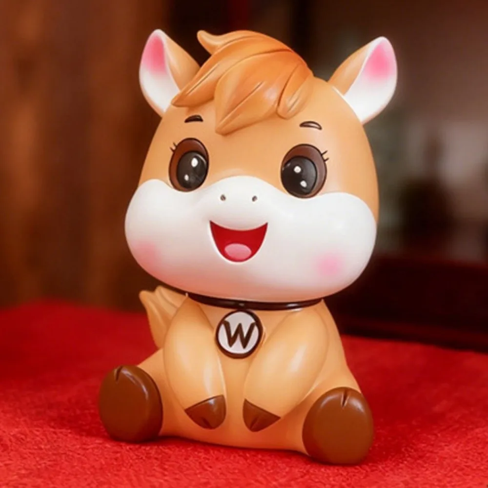 

Anti Drop Horse Year Piggy Bank Savings Tank Decorative Cartoon Horse Money Boxes Model Large Capacity Horse Piggy Bank Ornament