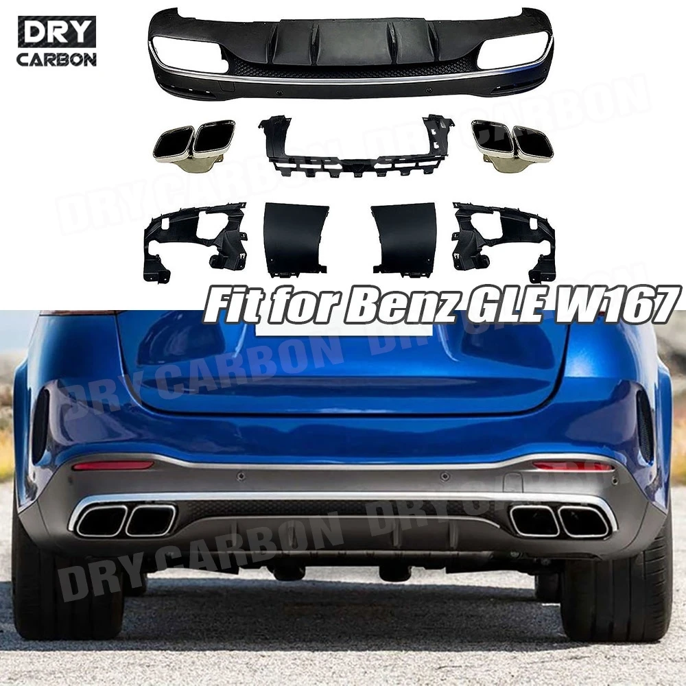 

for Mercedes Benz GLE W167 GLE63 AMG 2020+ Rear Diffuser Lip Spoiler Bumper Exhaust Muffler Tips Accessories Bodykits
