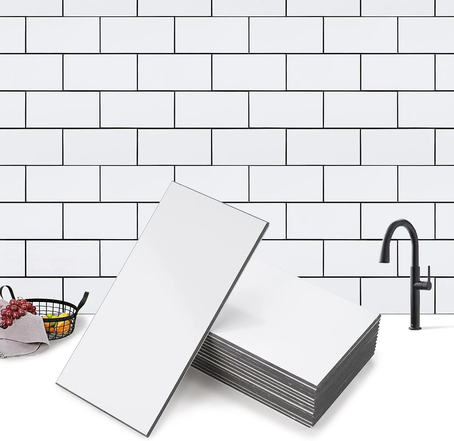 30pcs（0.33㎡）White Marble Peel and Stick Backsplash Wall Tiles,Peel and Stick Backsplash Seamless Tile,Peel and Stick Backsplash