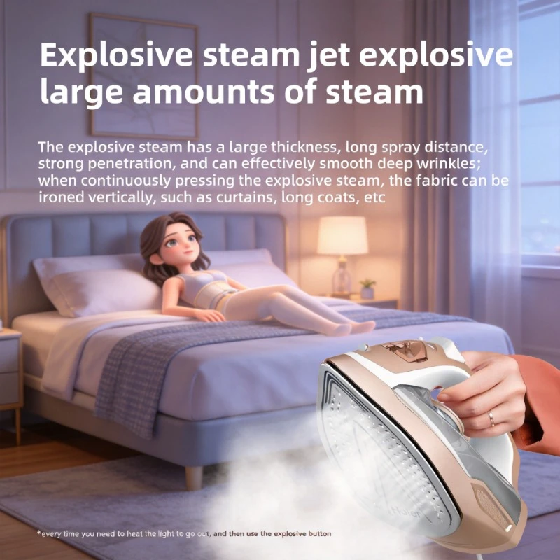 Household Handheld High Power Steam Electric Iron, Mini Portable Design for Home Clothes Ironing
