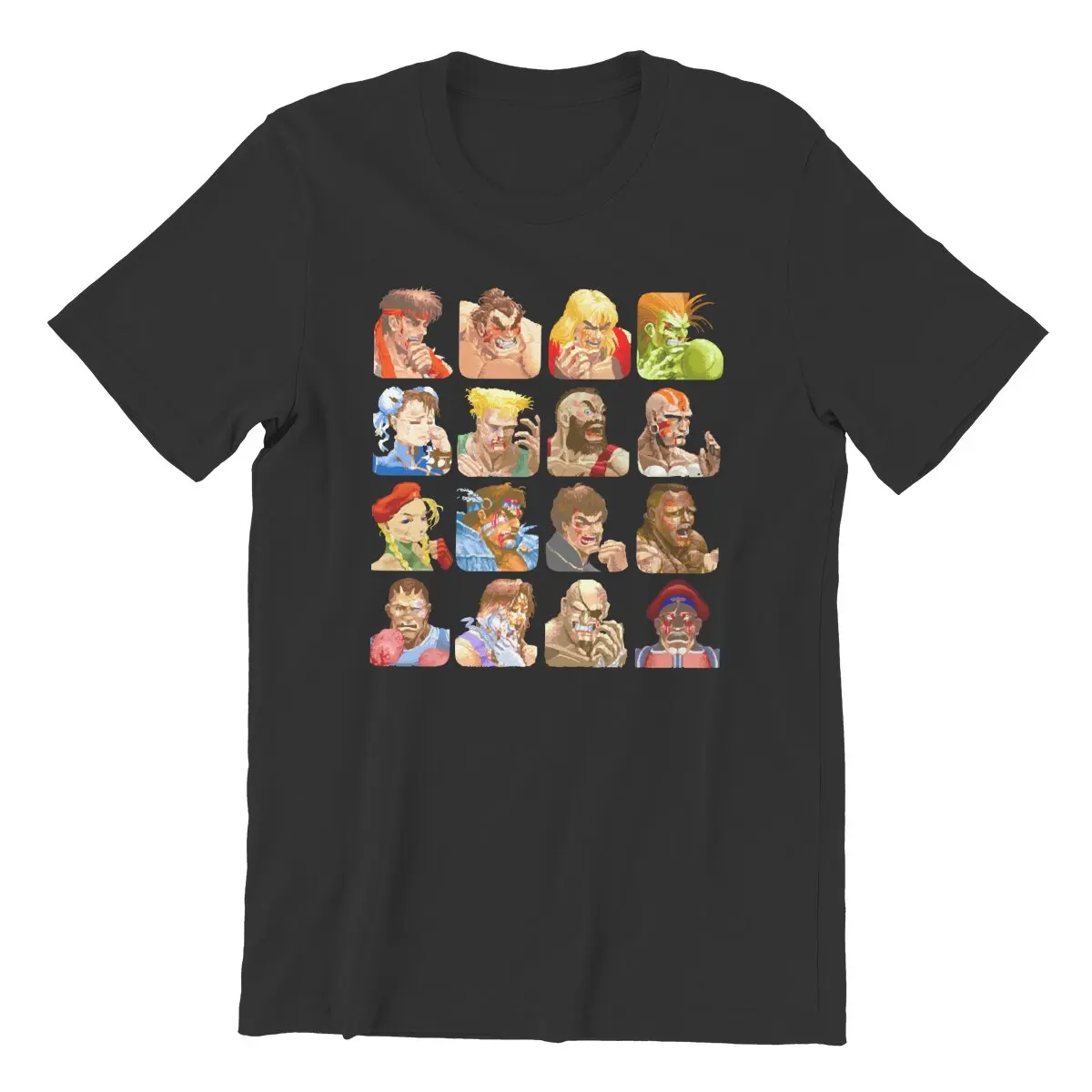 Men's Defeated Portraits Super Street Fighter video game T Shirts for men Pure Cotton printed Clothing Casual Unique T-Shirt