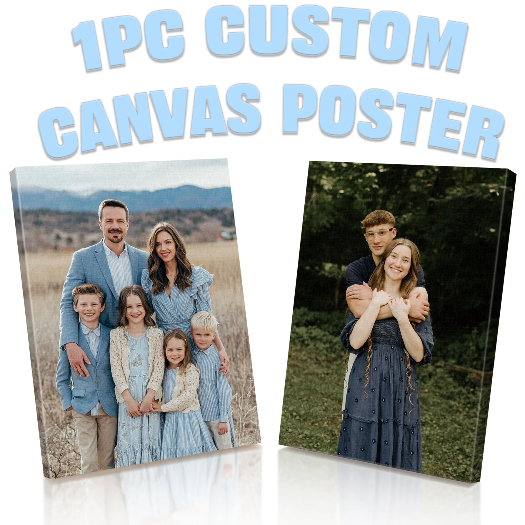 1 Pc Customized Photo Canvas with DIY Wood Frame Or Frameless Poster Personalized Gift for Lovers Customizable Home Decor