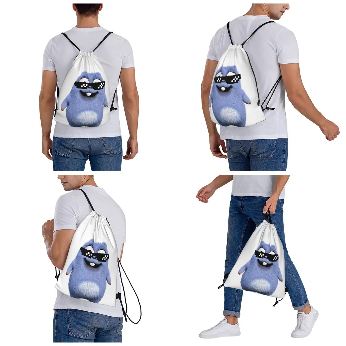 Animation Grizzy And The Lemmings Cartoon Anime Backpacks Casual Drawstring Bags Sports Bag Book Bags for Man Woman Students