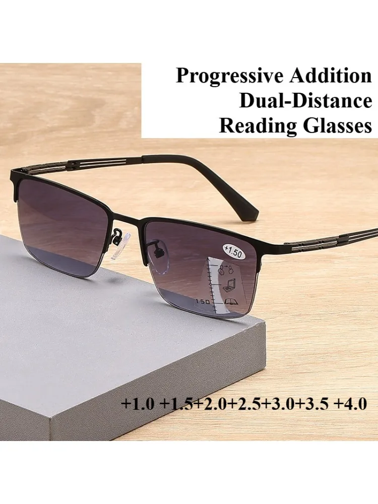 Progressive multifokale Herren-Lesebrille mit automatischem Zoom und doppeltem Verwendungszweck für beide in der Nähe und kann Sonnenbrillen + Lesebrillen herstellen
