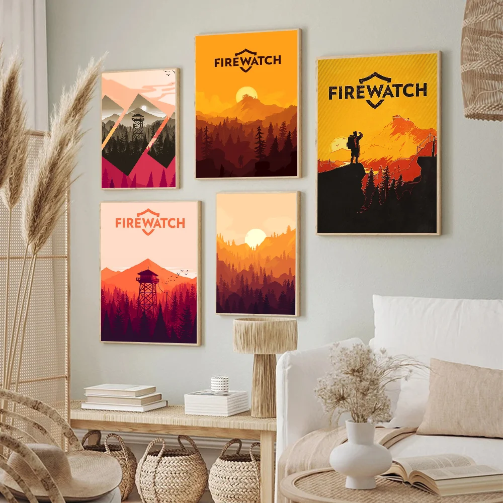 Firewatch Forest Classic Movie Posters Whitepaper Sticker DIY Room Bar Cafe Aesthetic Art Wall Painting