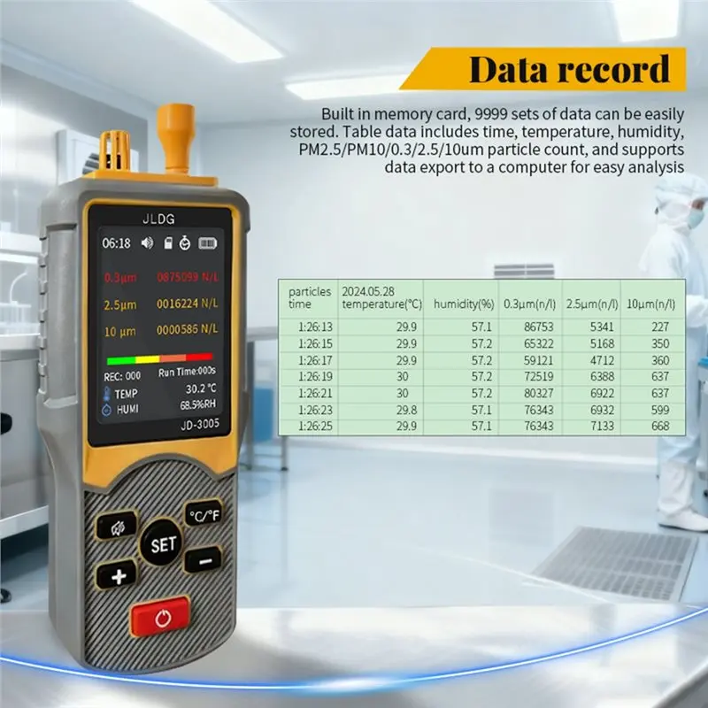 B62B Handheld Dust Particle Counter PM2.5 PM10 Air Quality Monitor 6 Channel Laser Particle Detector for Cleanroom Factory